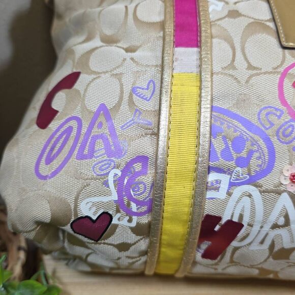 Coach RARE Poppy Graffiti Applique Glam Tote - Picture 6 of 16